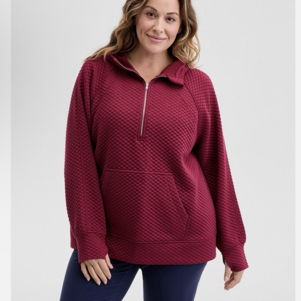 Women's Ideology Quilted Half-Zip Pullover in Cranberry